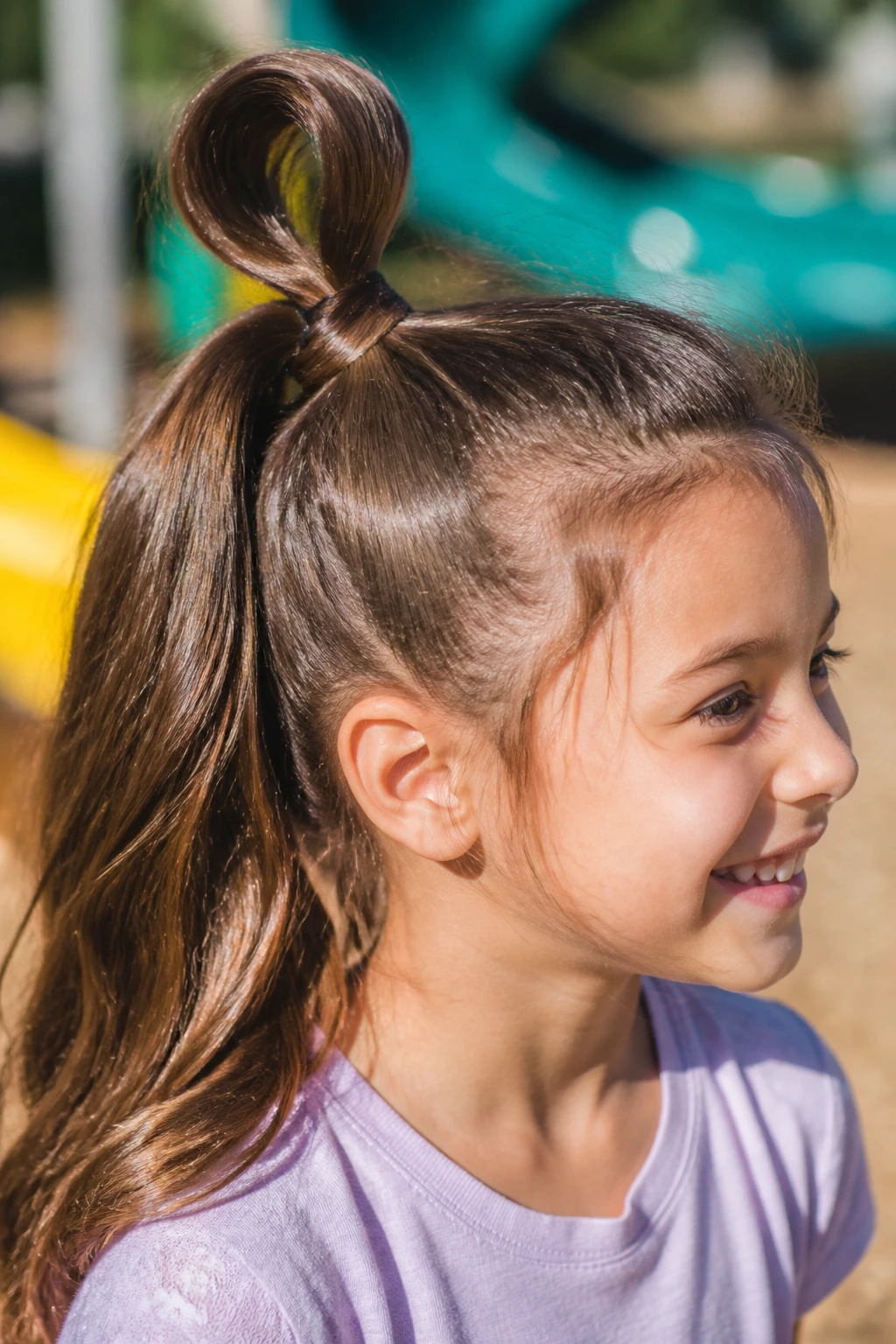 Portrait of girl with loop ponytail hairstyle