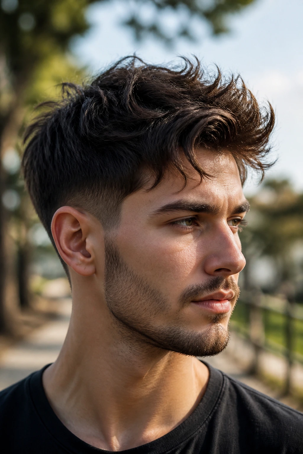 Man with messy quiff and tapered sides