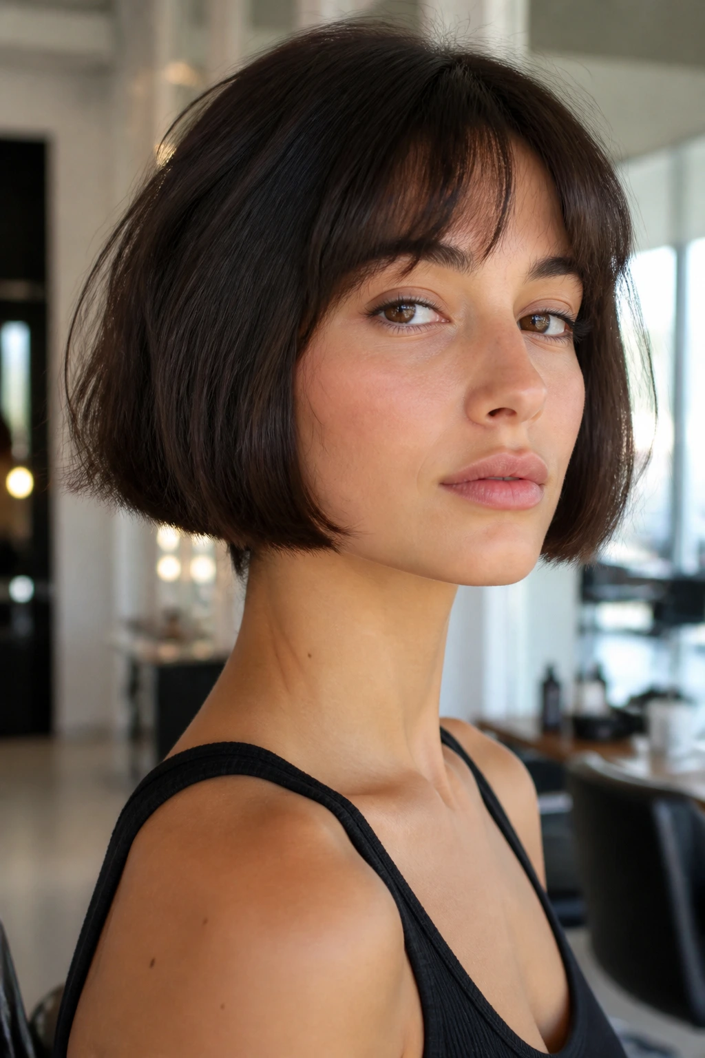 Real person with micro French bob above chin