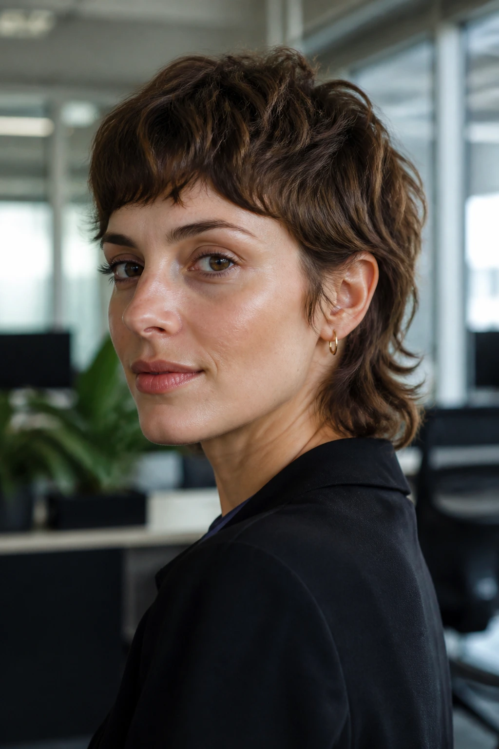 Close-up real person with micro mullet showing neat, compact back