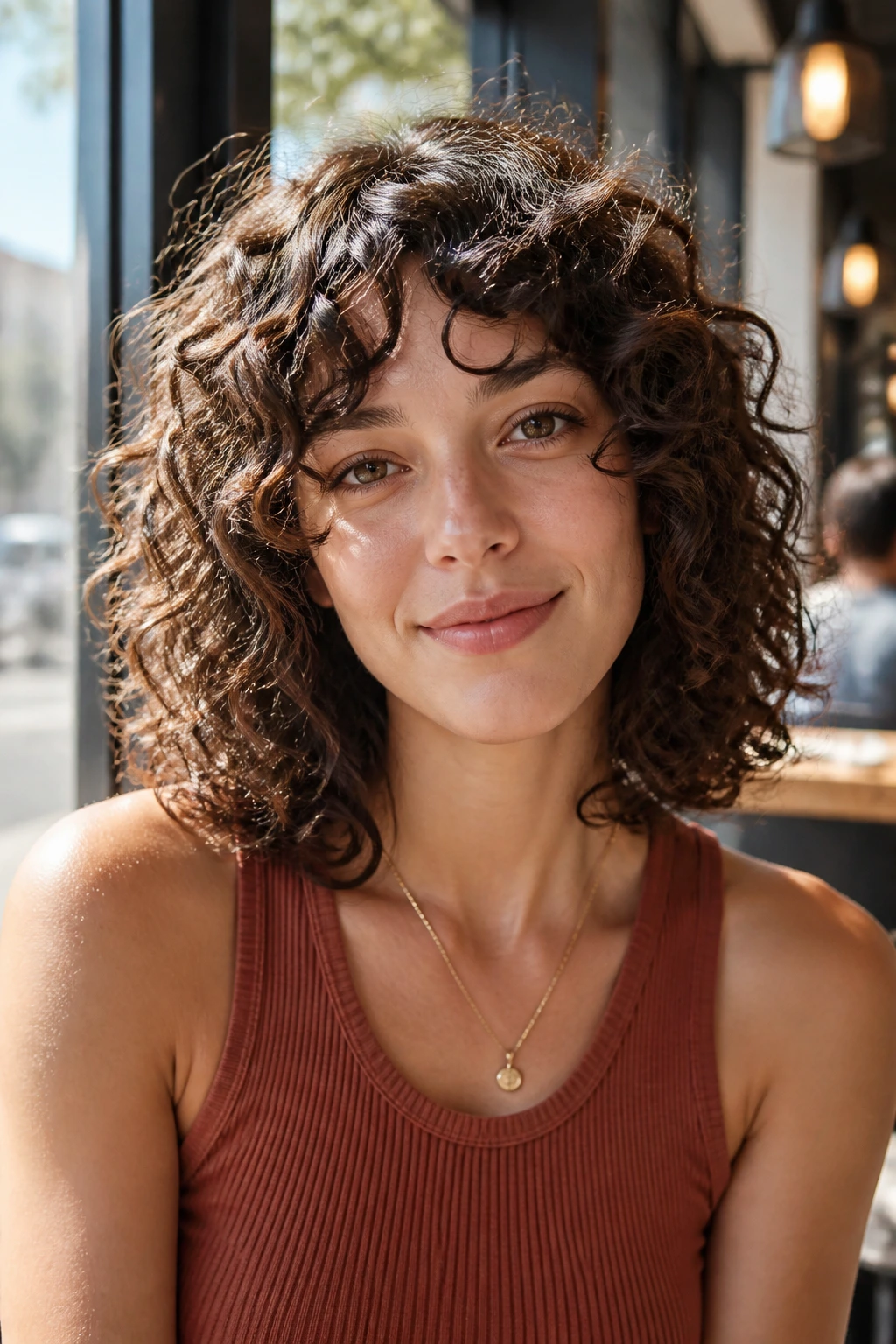 Real person with midlength curls and razor-soft ends