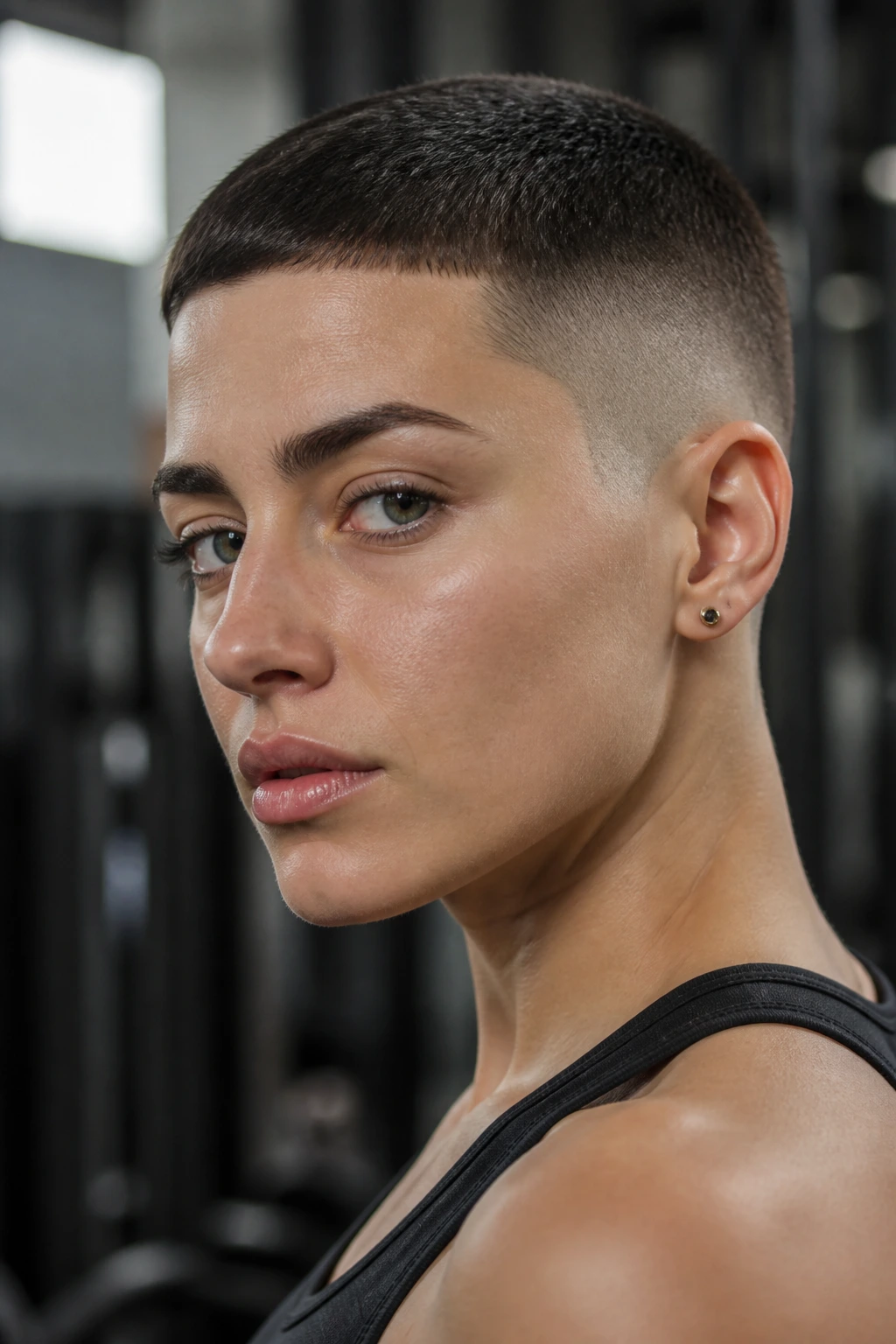 Portrait of a person with a military-inspired cut showing disciplined, clean edges.
