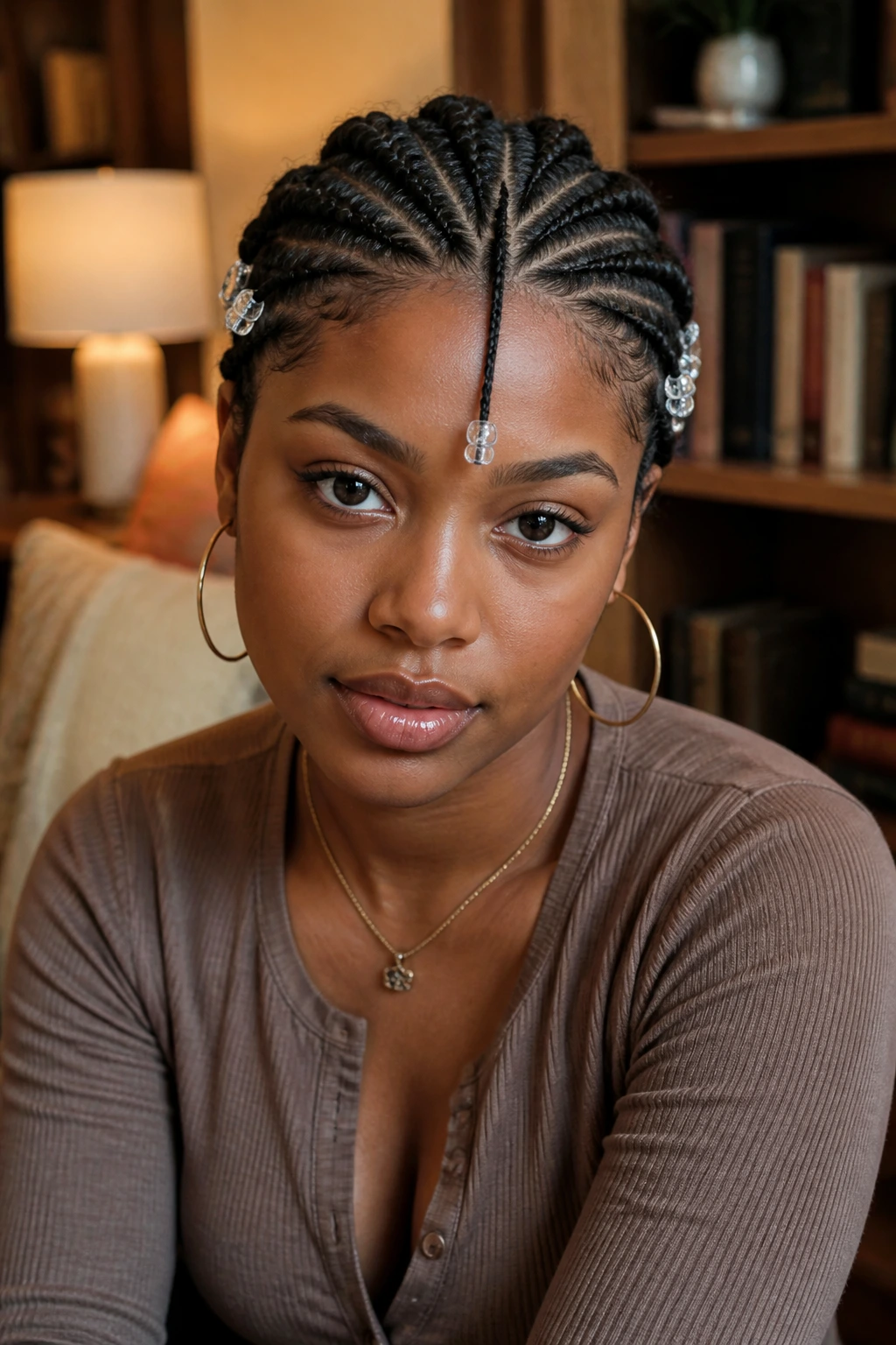 Close-up of minimal bead accent braids on a real person