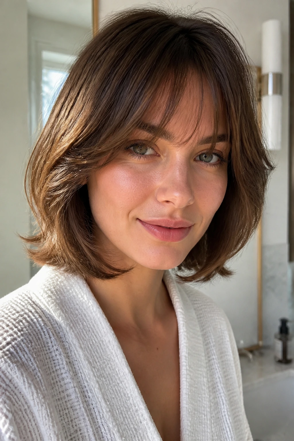 Real person with Minimal-Layer Butterfly for Busy Mornings showing crown lift and soft fringe