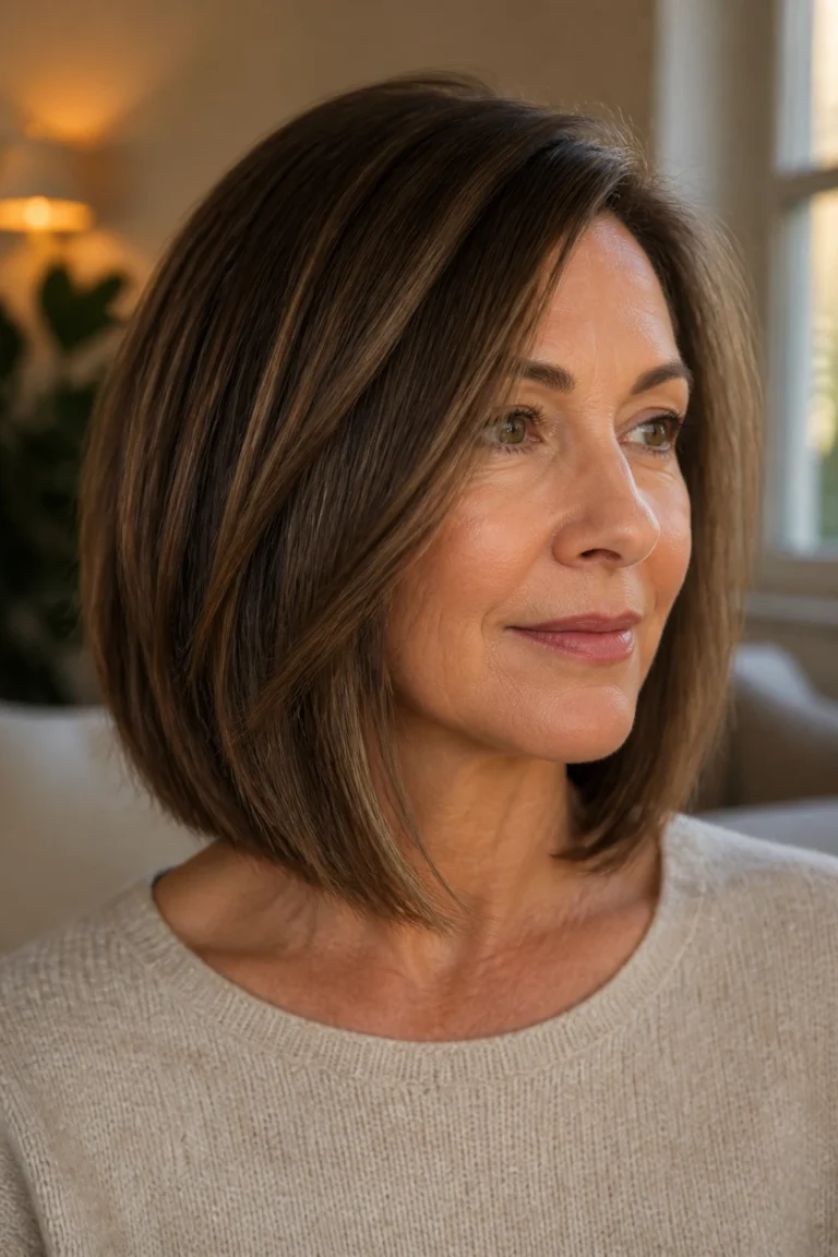 21 Brunette Lobs for Fine Hair Over 50