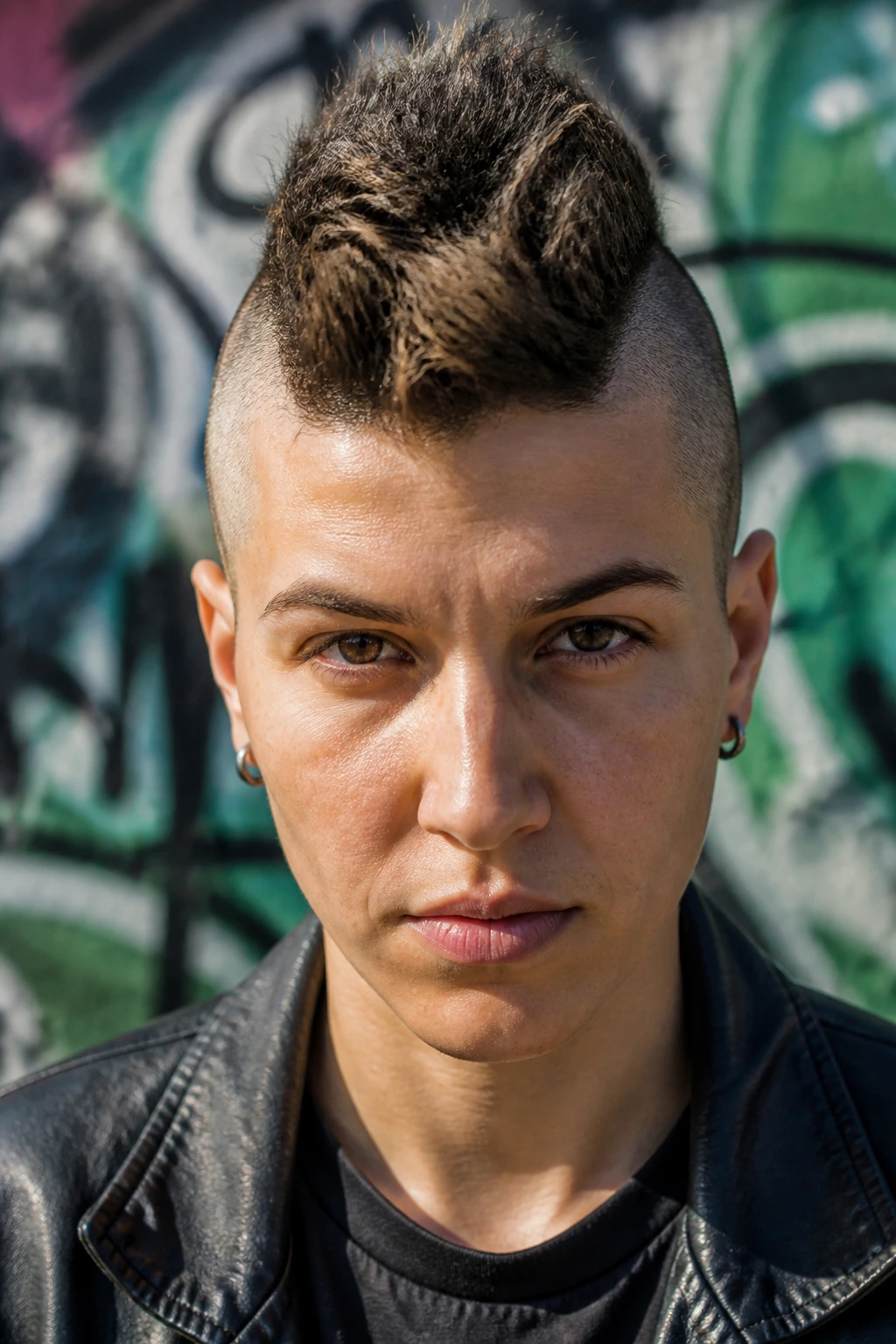 Portrait of a person with a Mohawk-inspired undercut and shaved sides.