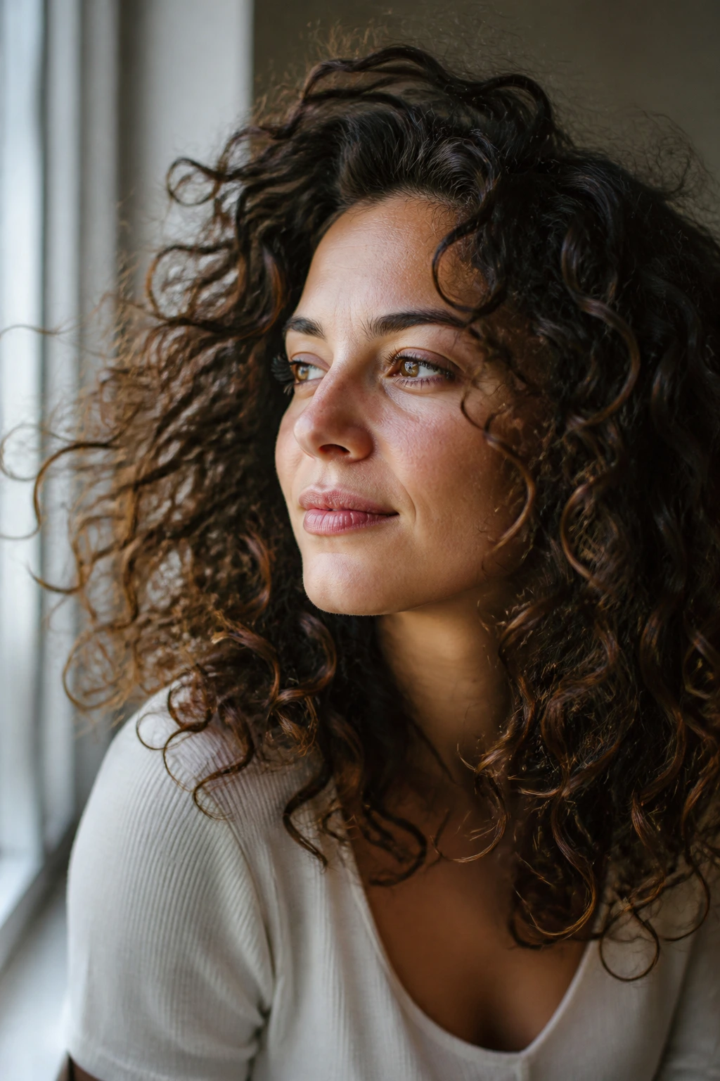 Portrait of movable curls with soft bounce