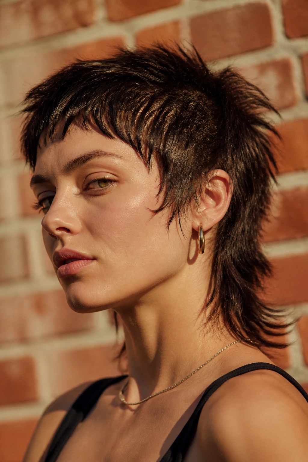 Choppy Razor Mullet close-up portrait with textured layered cuts on a real person