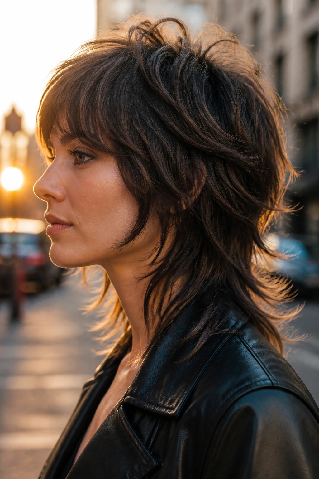 Profile of real woman with mullet-inspired soft shag