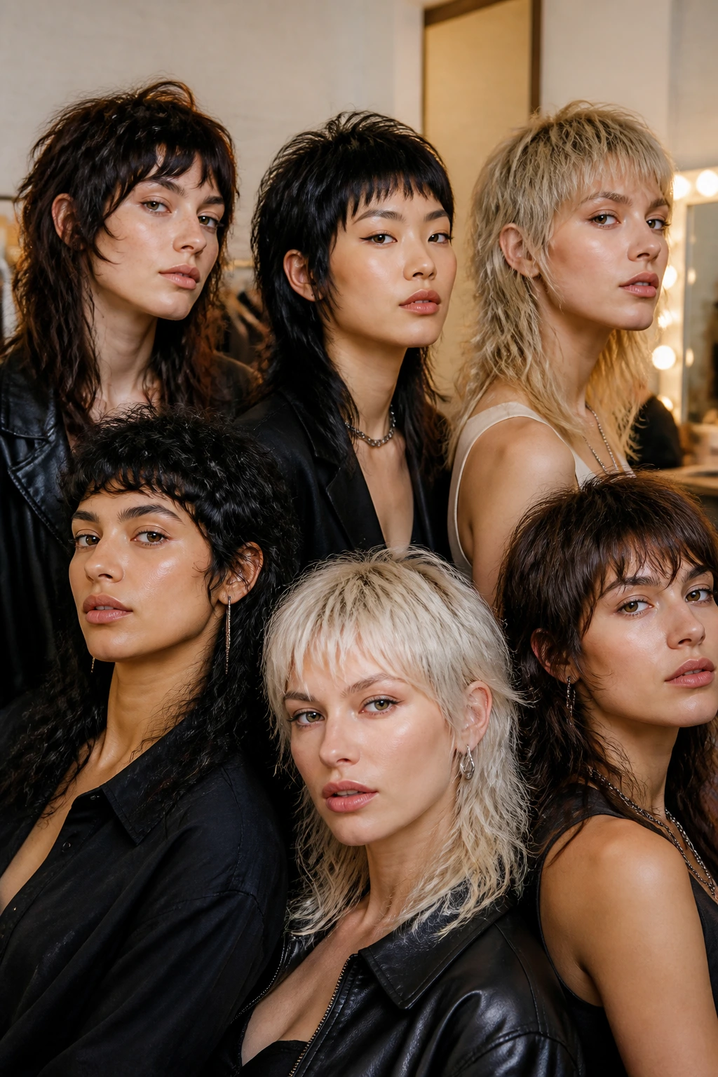 Group portrait of women with diverse modern mullet hairstyles