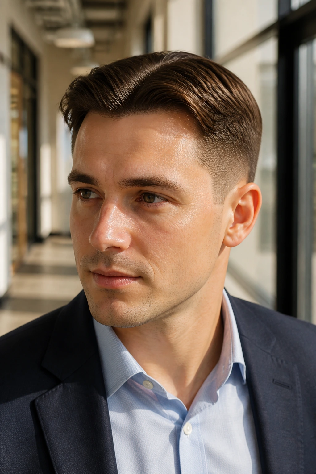 Portrait of a man with a Five-Minute Office Cut in an office setting.