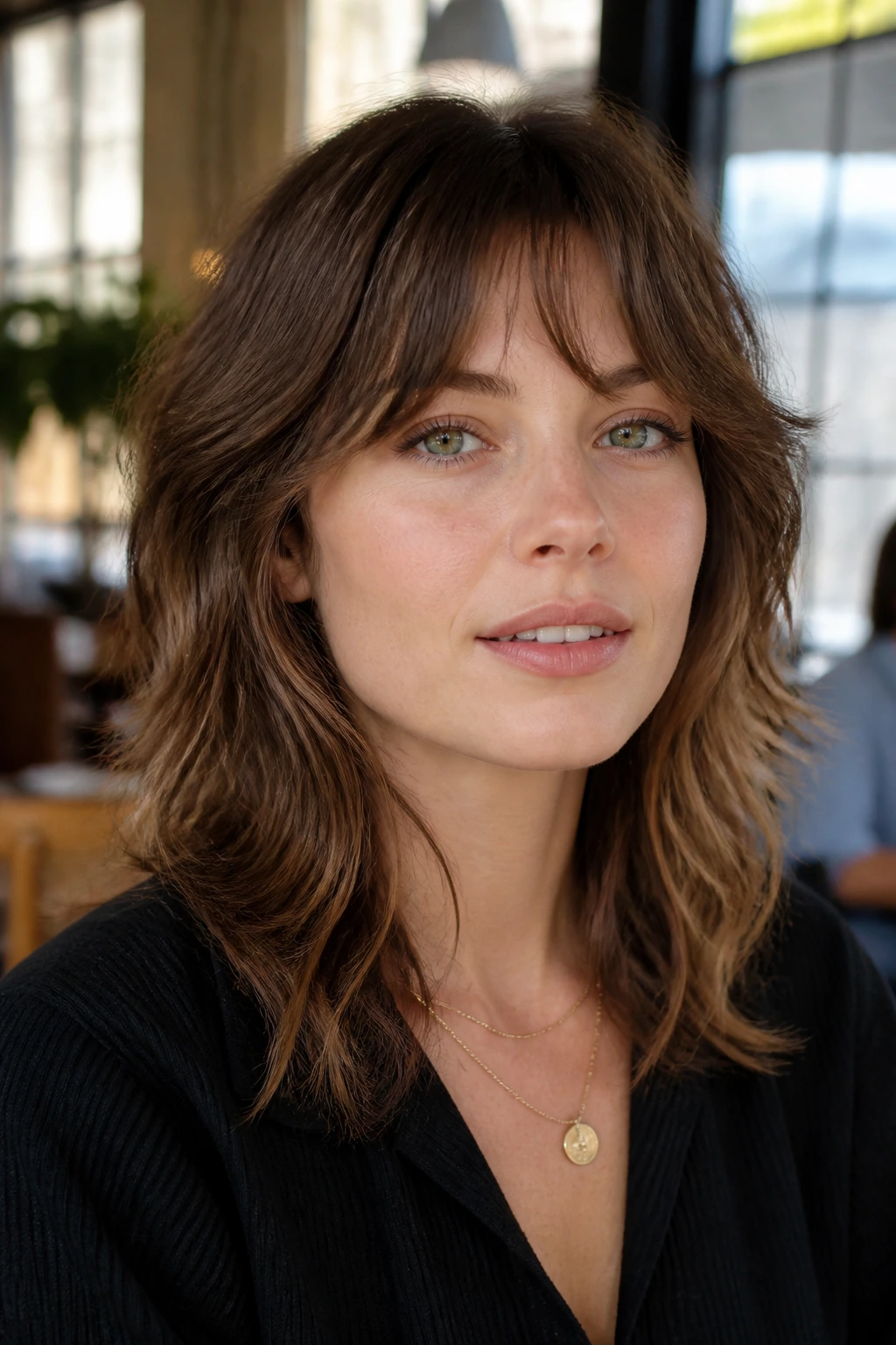Portrait of a real person with Office-Soft shag variation showing longer perimeter and soft fringe