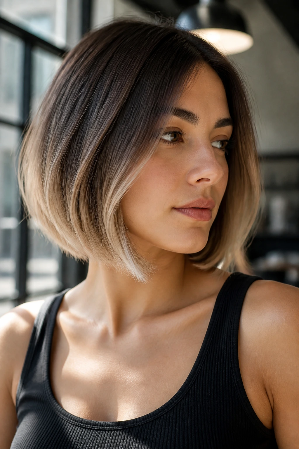 Portrait of a person with an ombre bob showing a smooth blend