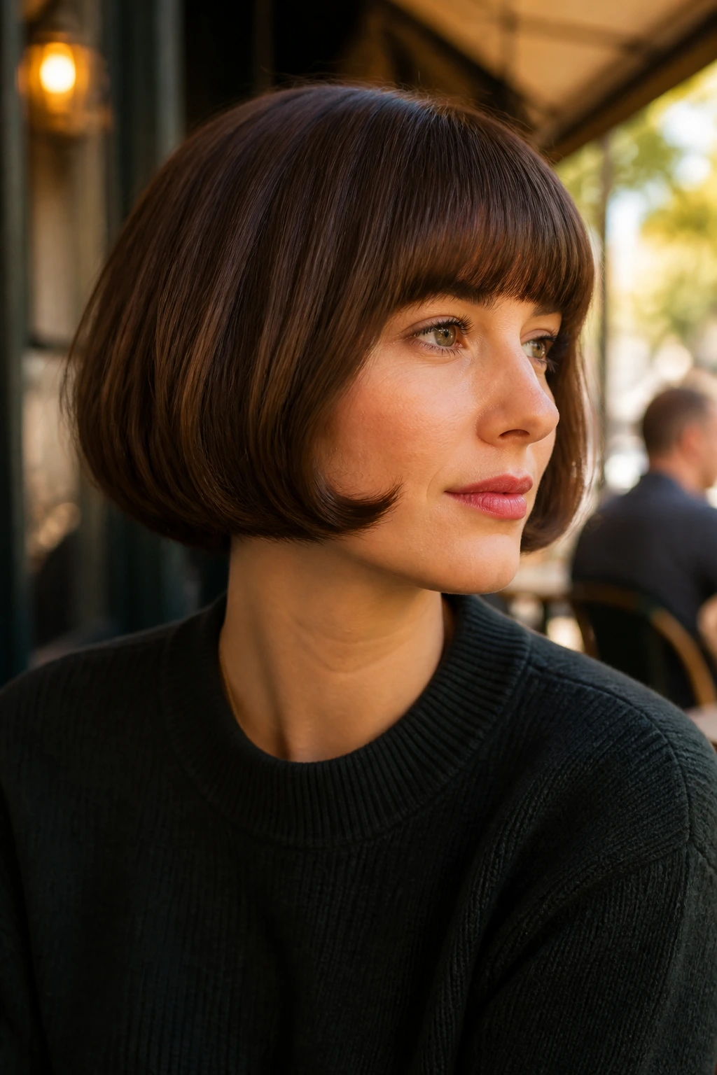 Portrait of a real woman with a pageboy bob and curled-under ends
