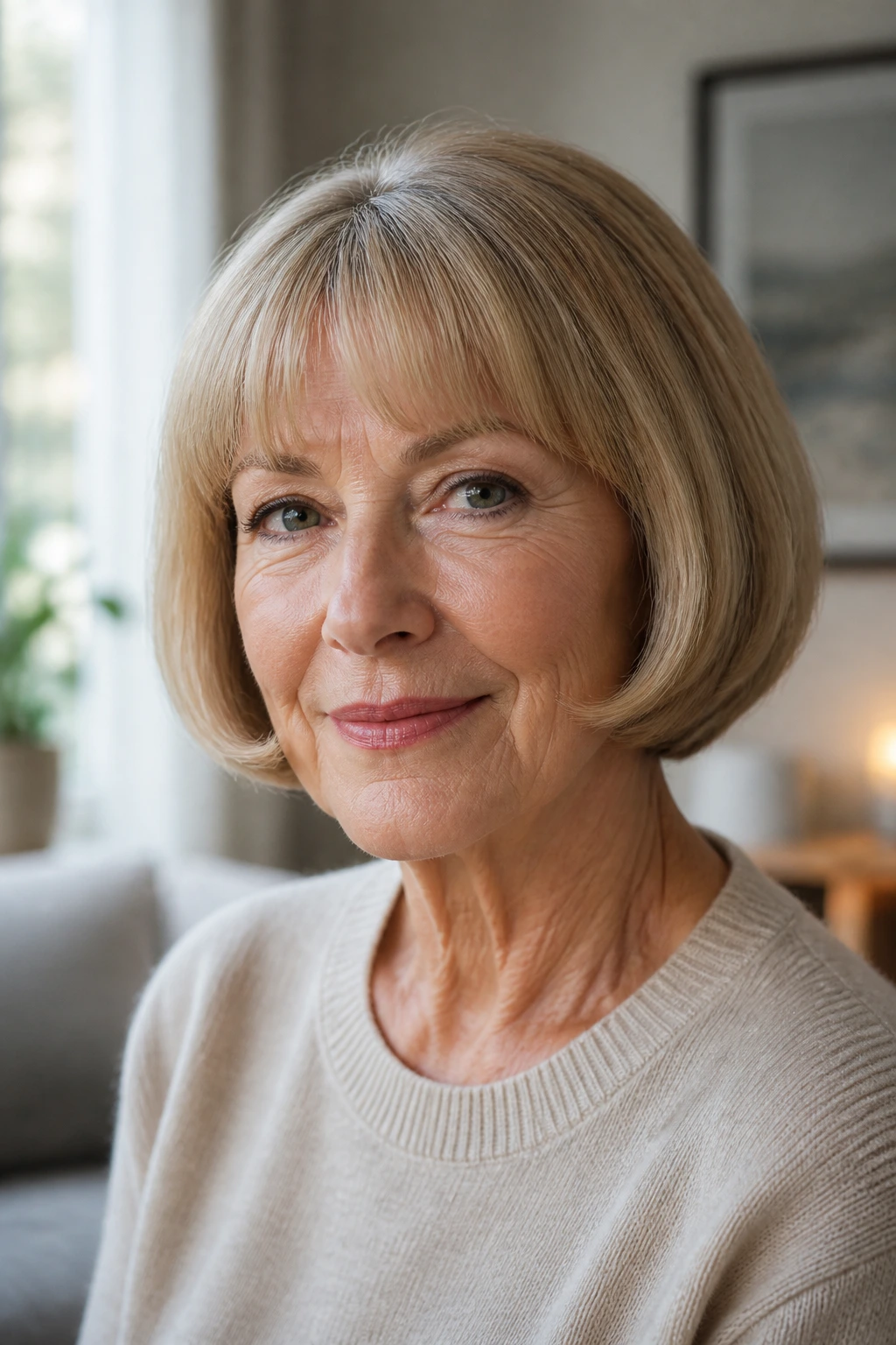Portrait of an older woman with a classic pageboy curve