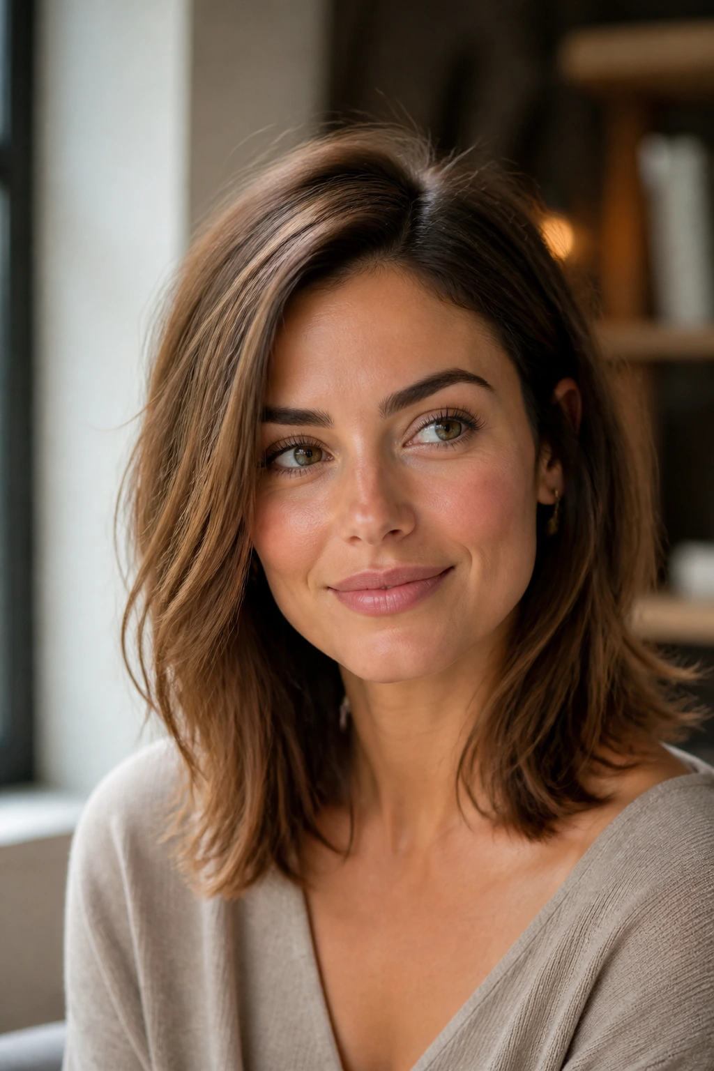 Close-up of a person showing off a subtle off-center part