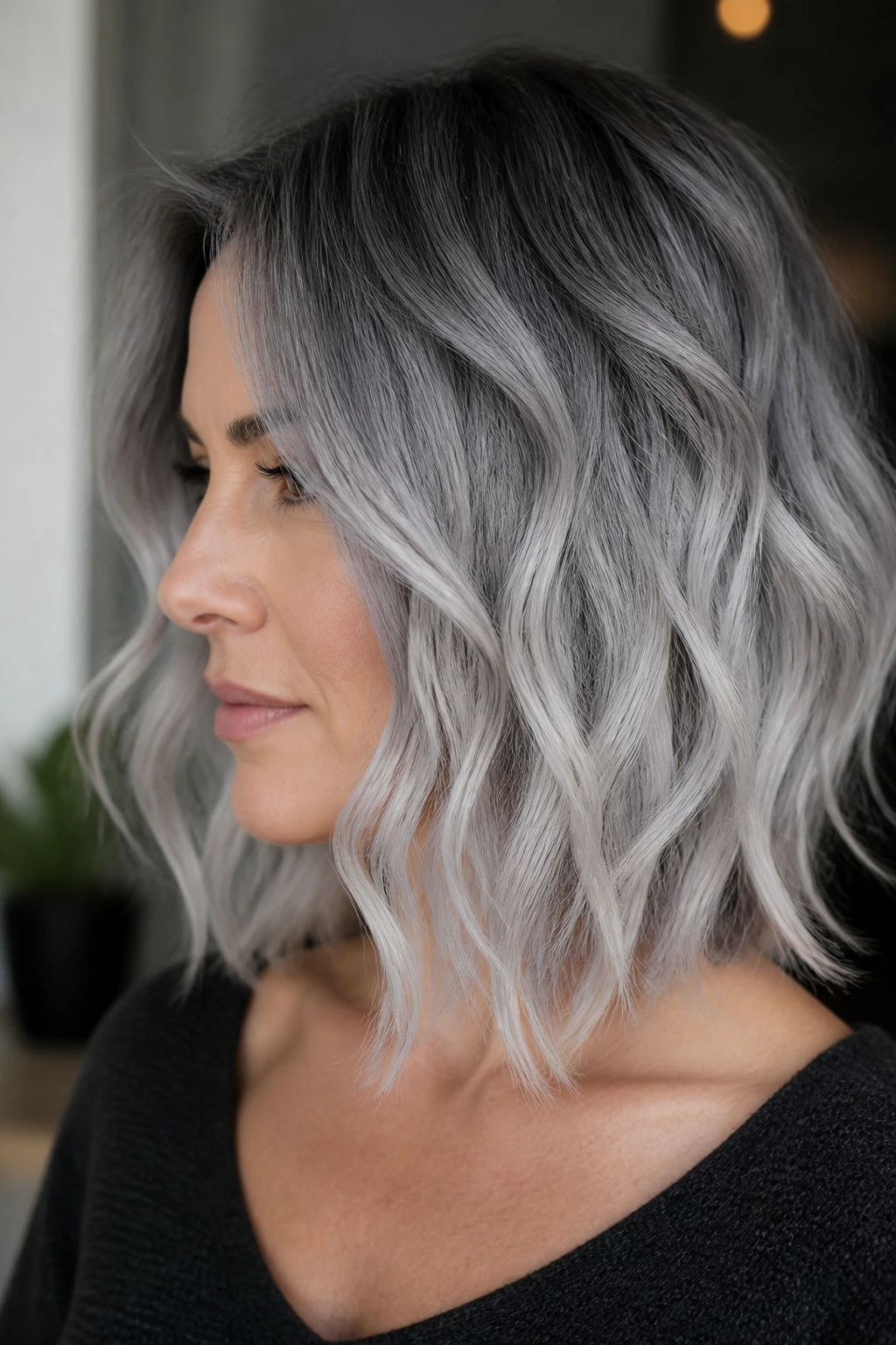 Real person with pewter gradient on wavy lob