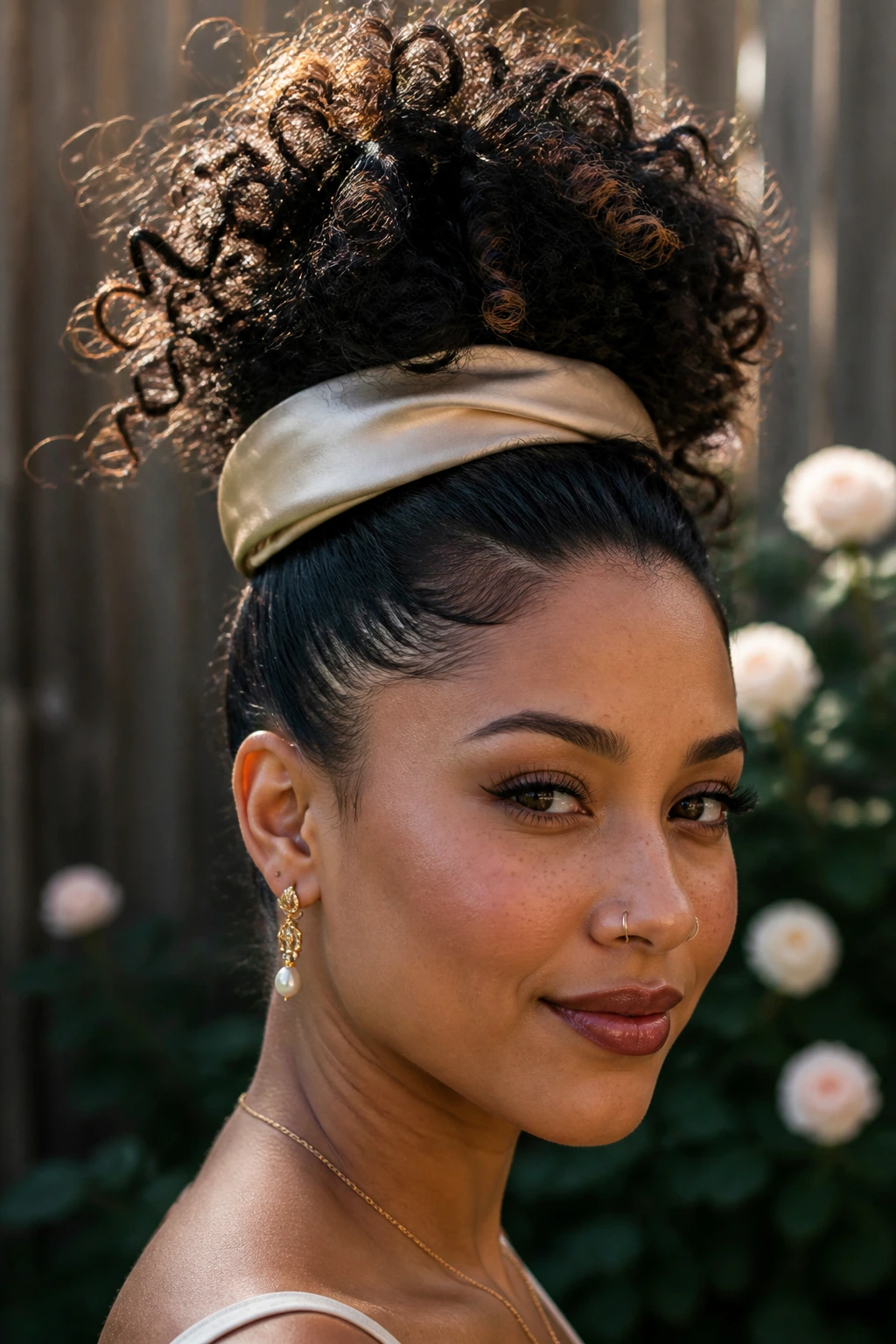 Close-up of a real person with a pineapple hawk and a high center crown