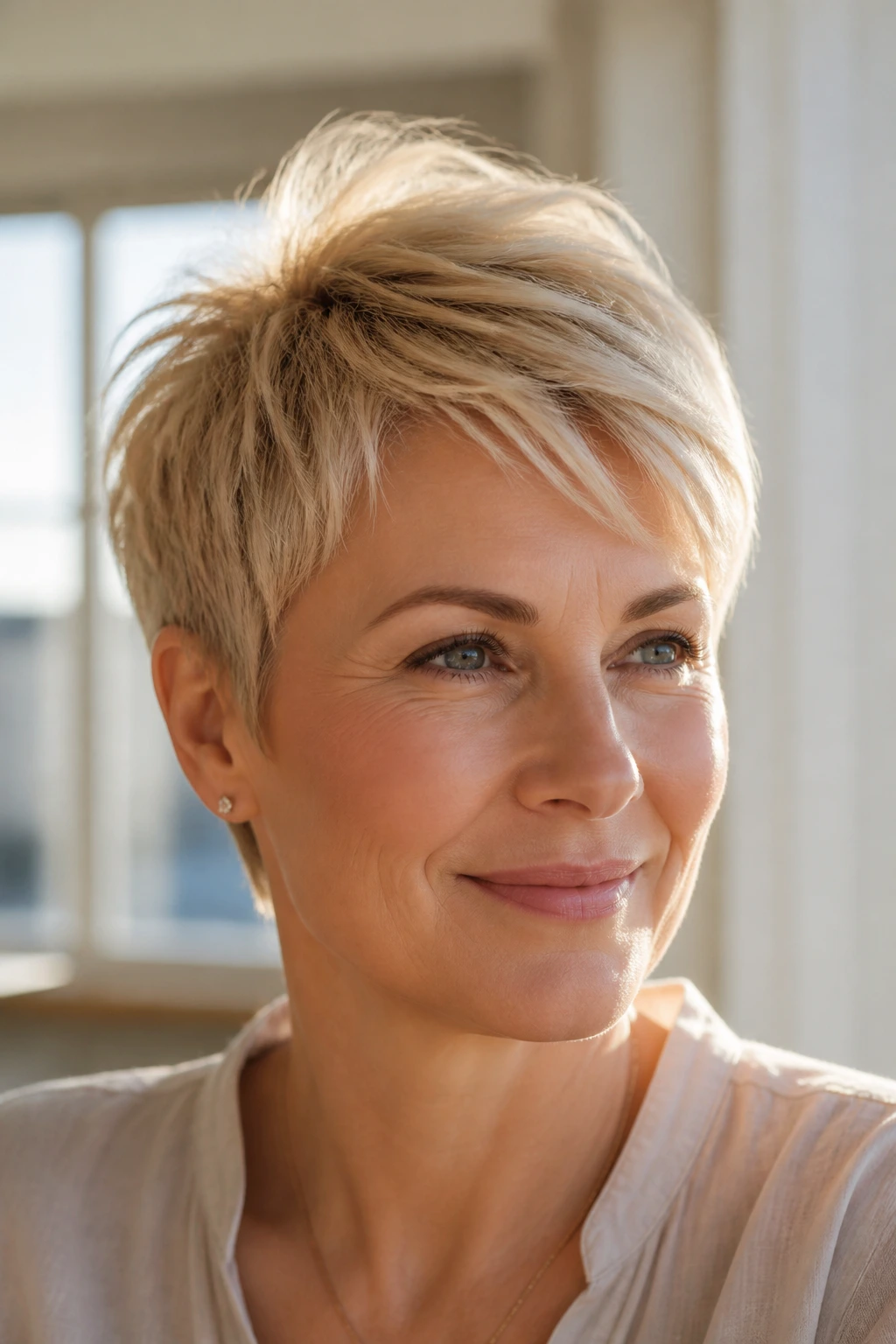 Portrait showing pixie texture variations on different hair types