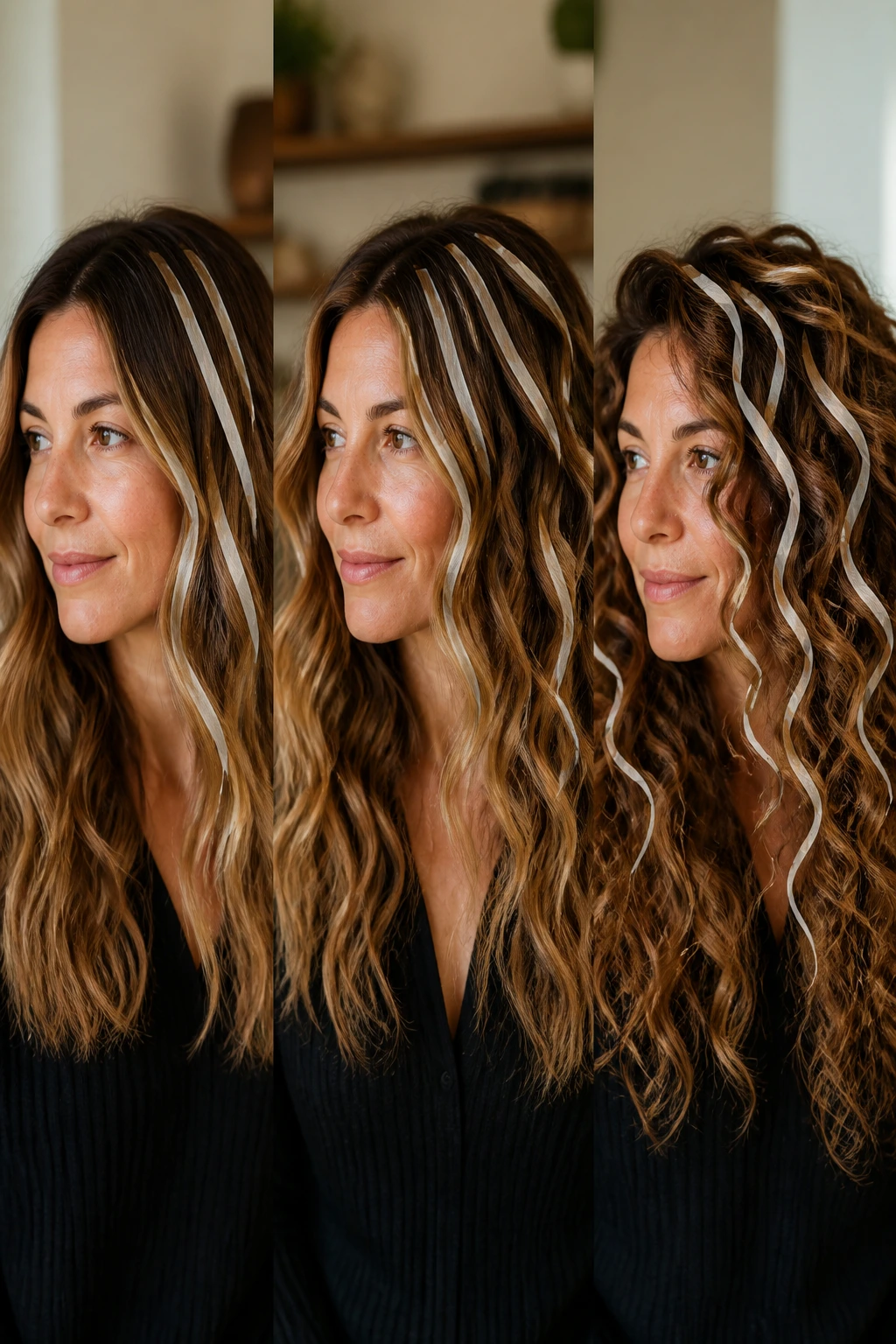 Close-up of a real person showing different highlight placements across wave types