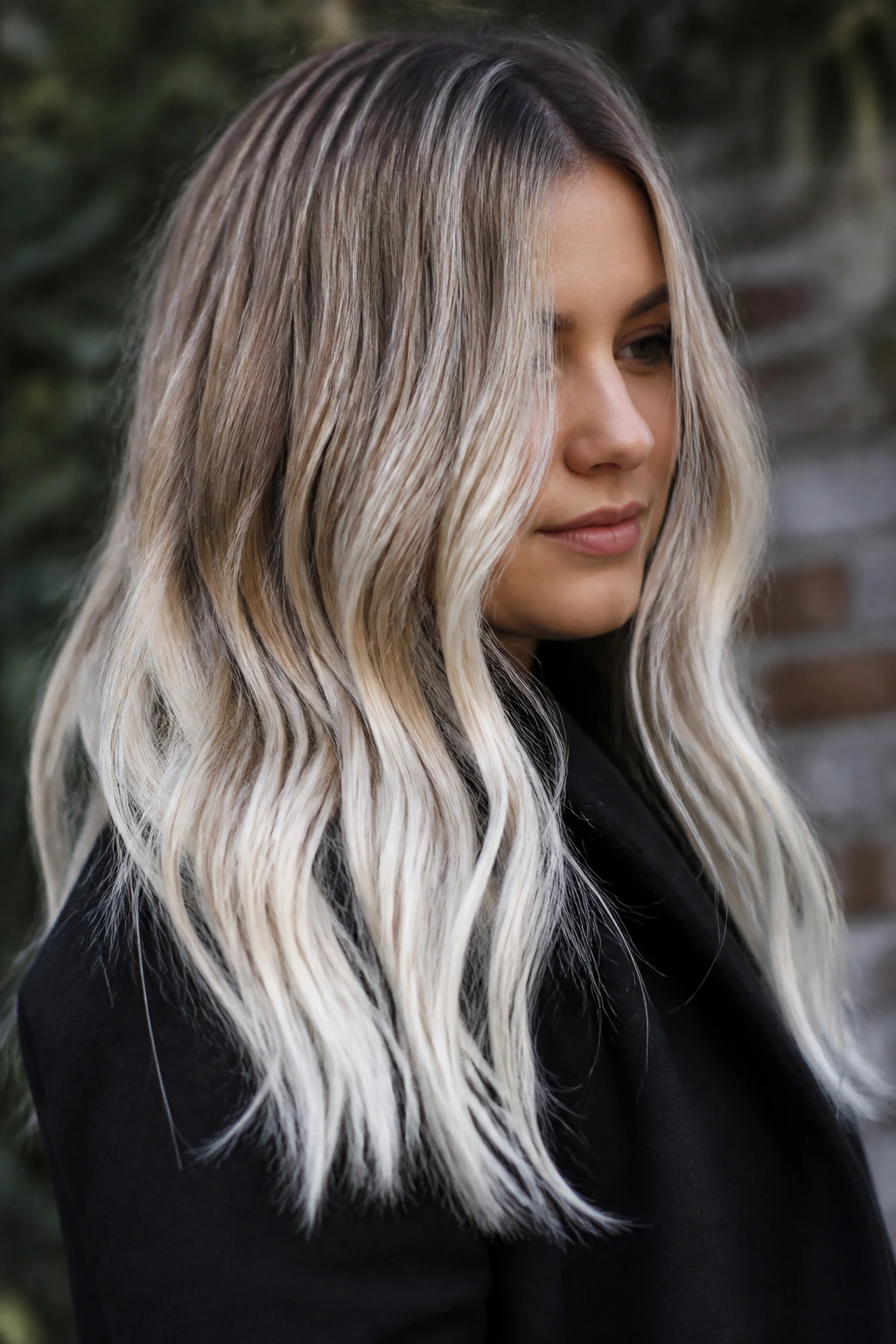 Real person with platinum ombré ends