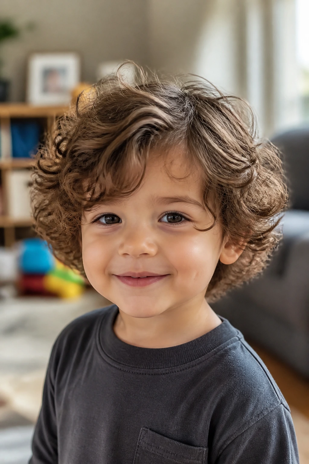 Toddler with play-ready mop top hairstyle, portrait
