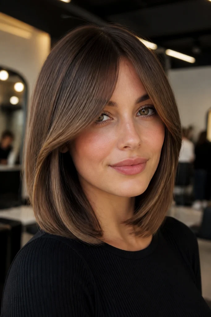 18 Shoulder Length Hairstyles With Curtain Bangs