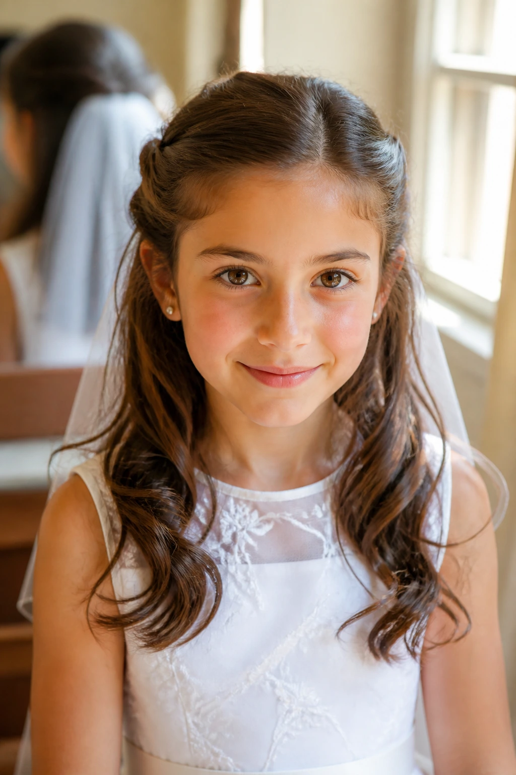 Portrait of a girl with a practical half-up hairstyle showing balance and comfort.