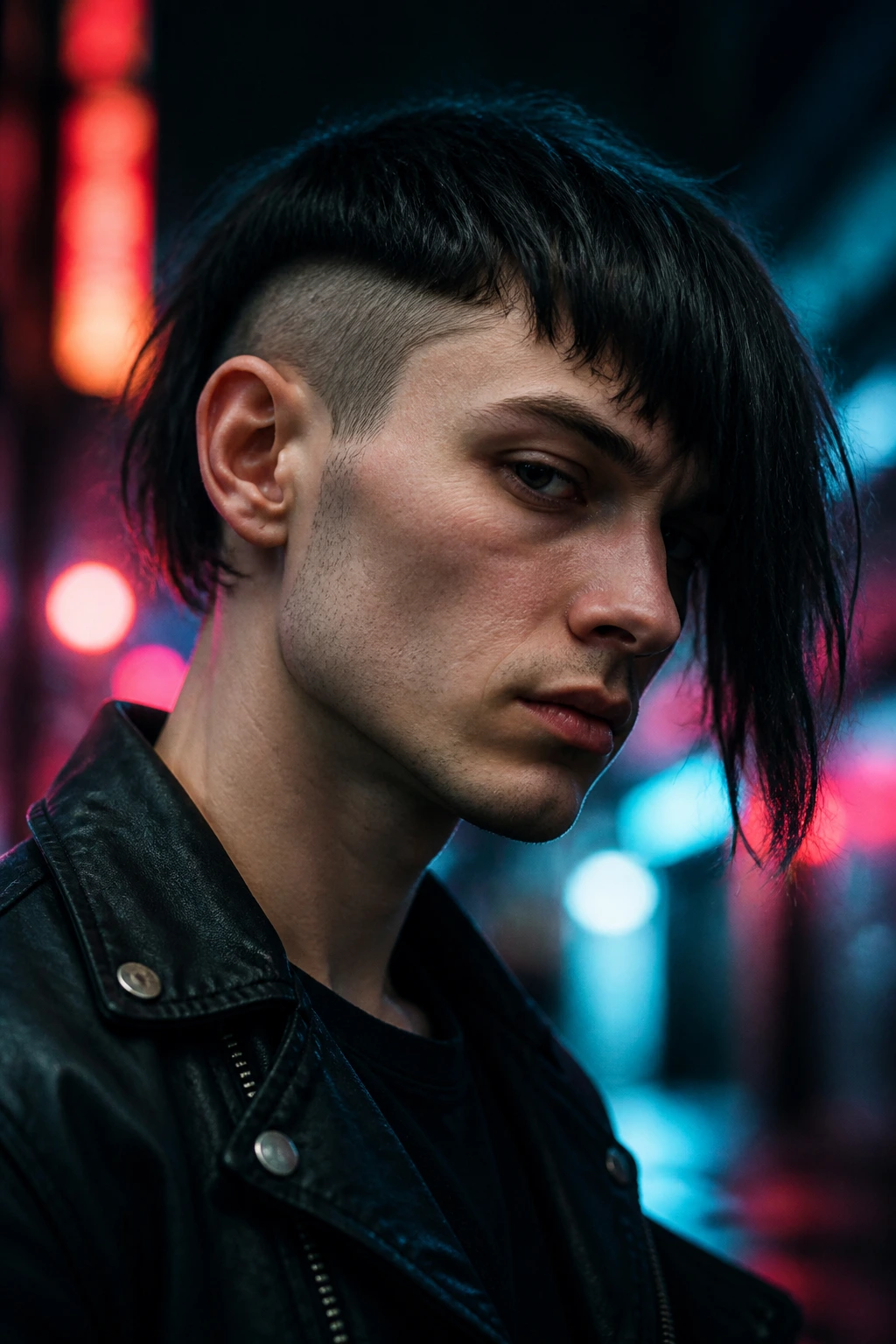 Portrait of a man with a jagged punk bob and shaved undercut