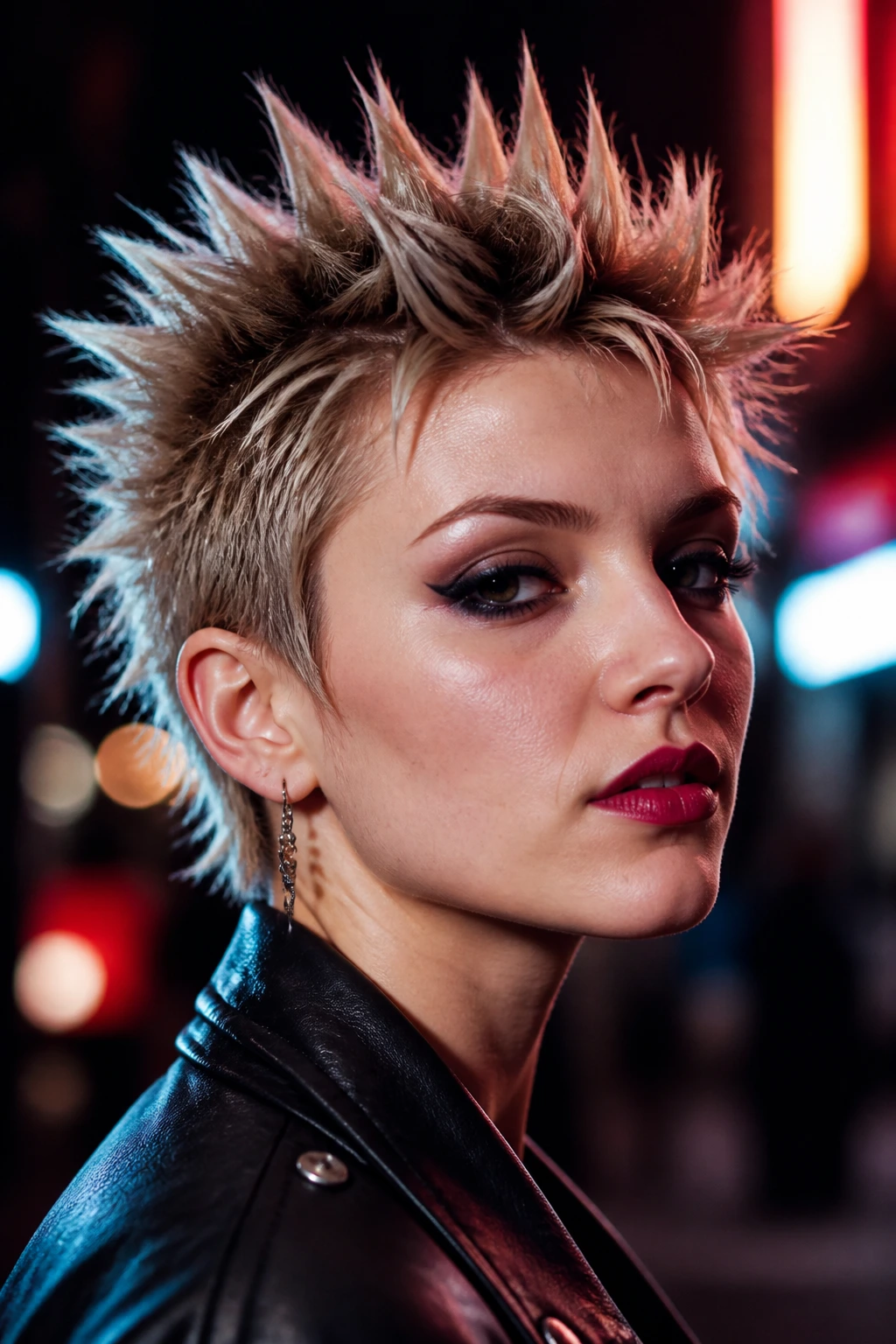 Close-up of a real person with a punky spiky crop and sharp spikes