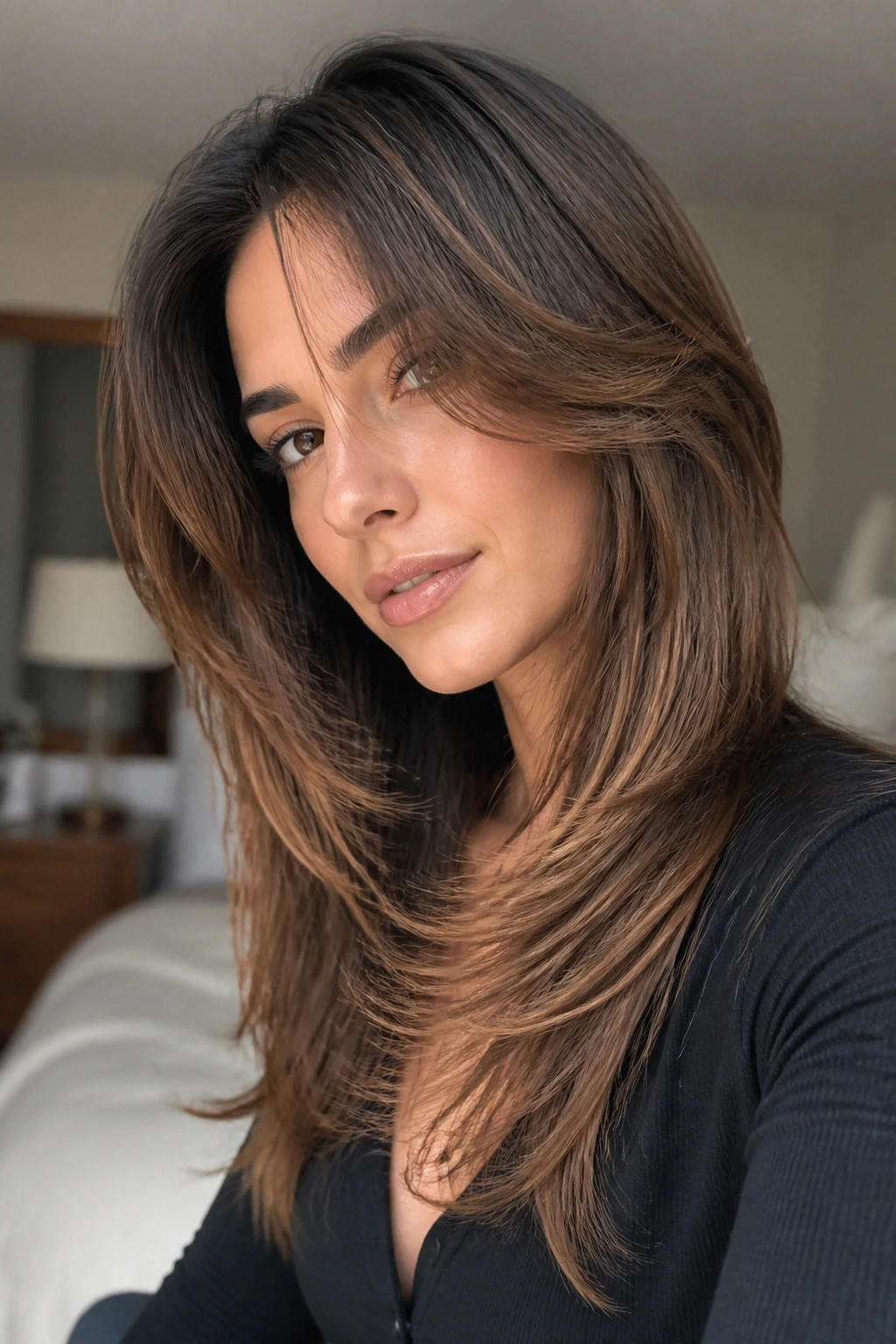 Real person with razor-softened layers and feathered ends