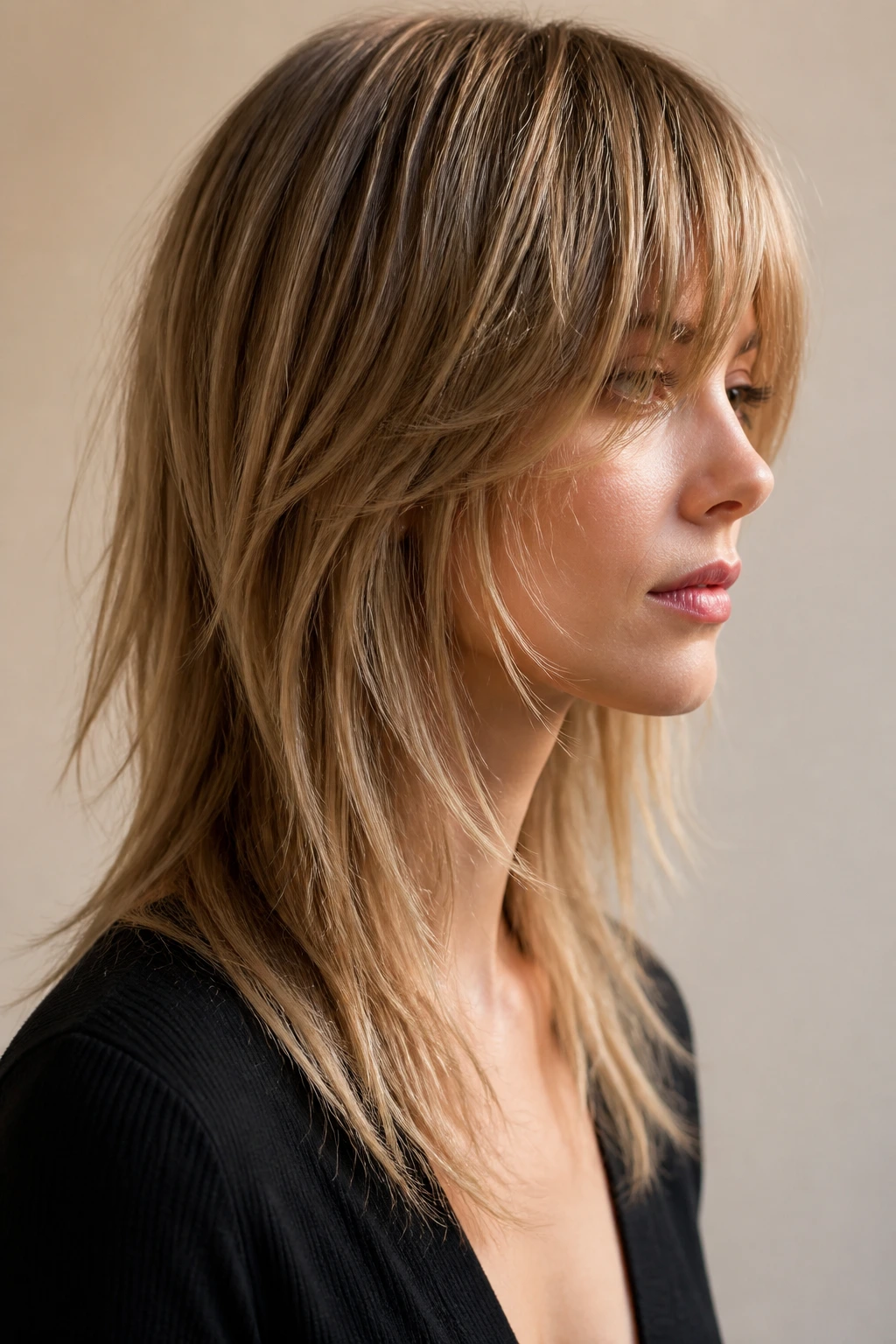 Close-up of fine hair showing how razor-cut layers shift weight and fall