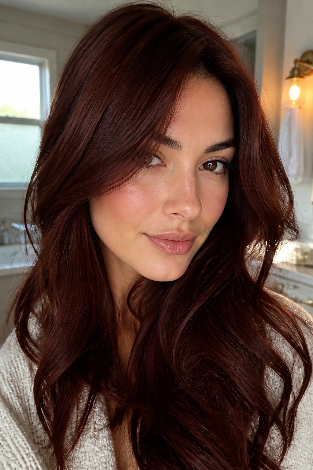 Portrait showing red tones over a brown base to illustrate color base respect