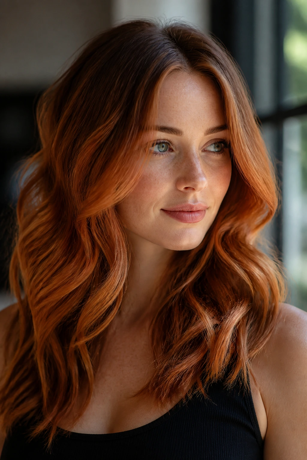 Close-up of a real person with red hair showing noticeable color variation and depth.