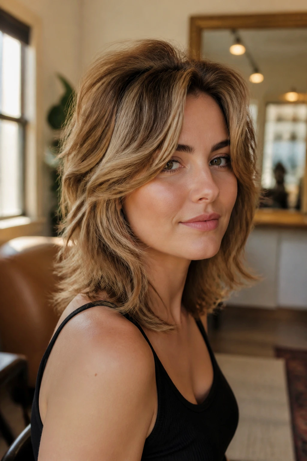 Person with retro-finish shag demonstrating soft bend