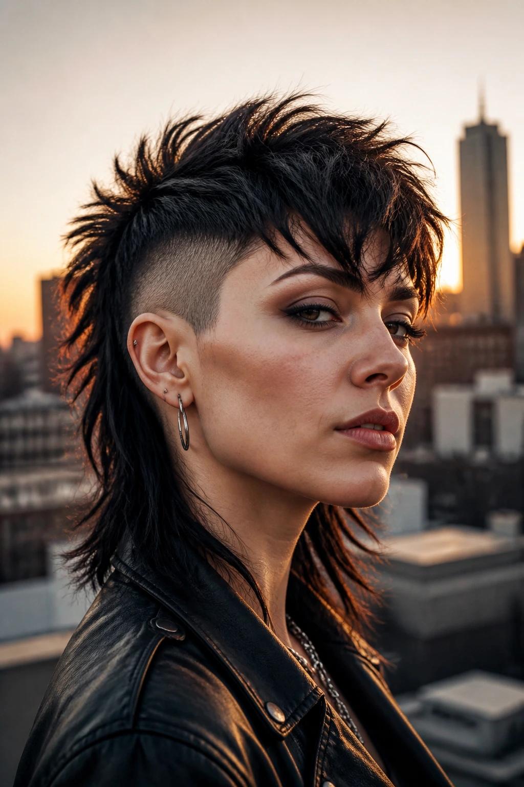 Close-up portrait of real person with rocker shag and full perimeter undercut