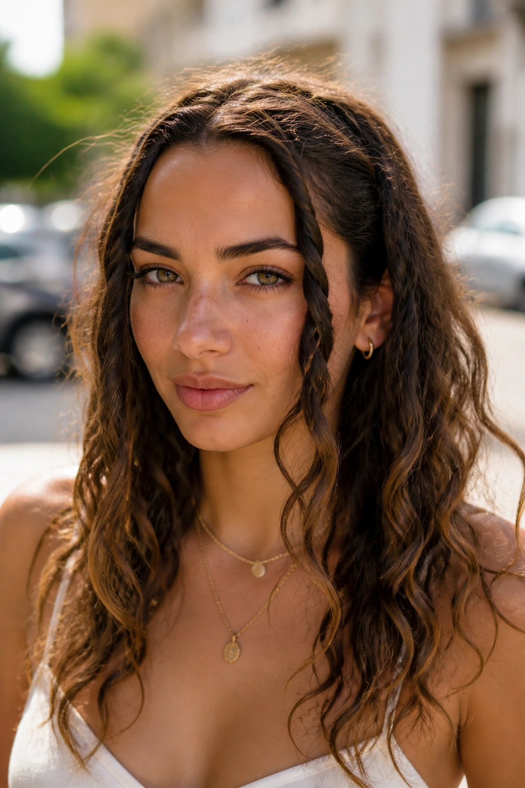 A real woman with rope-twist texture waves.