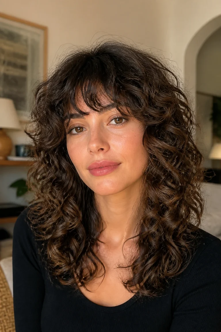 18 Curly Hairstyles With Curtain Bangs