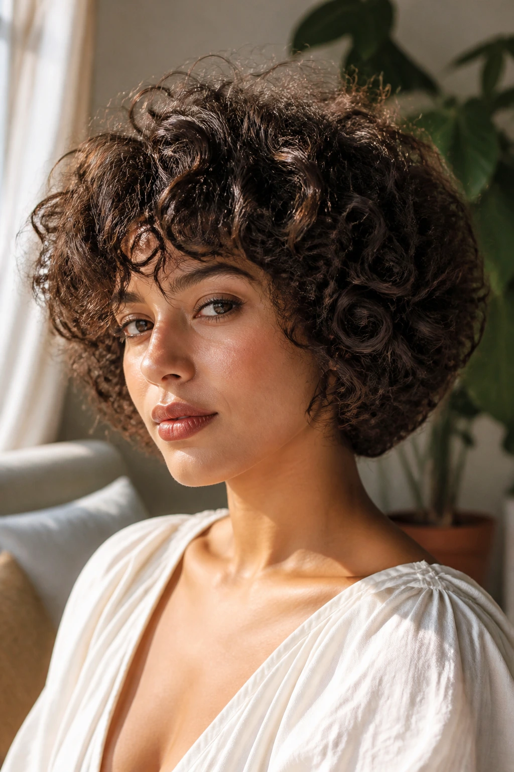 Portrait of real person with rounded halo cut thick