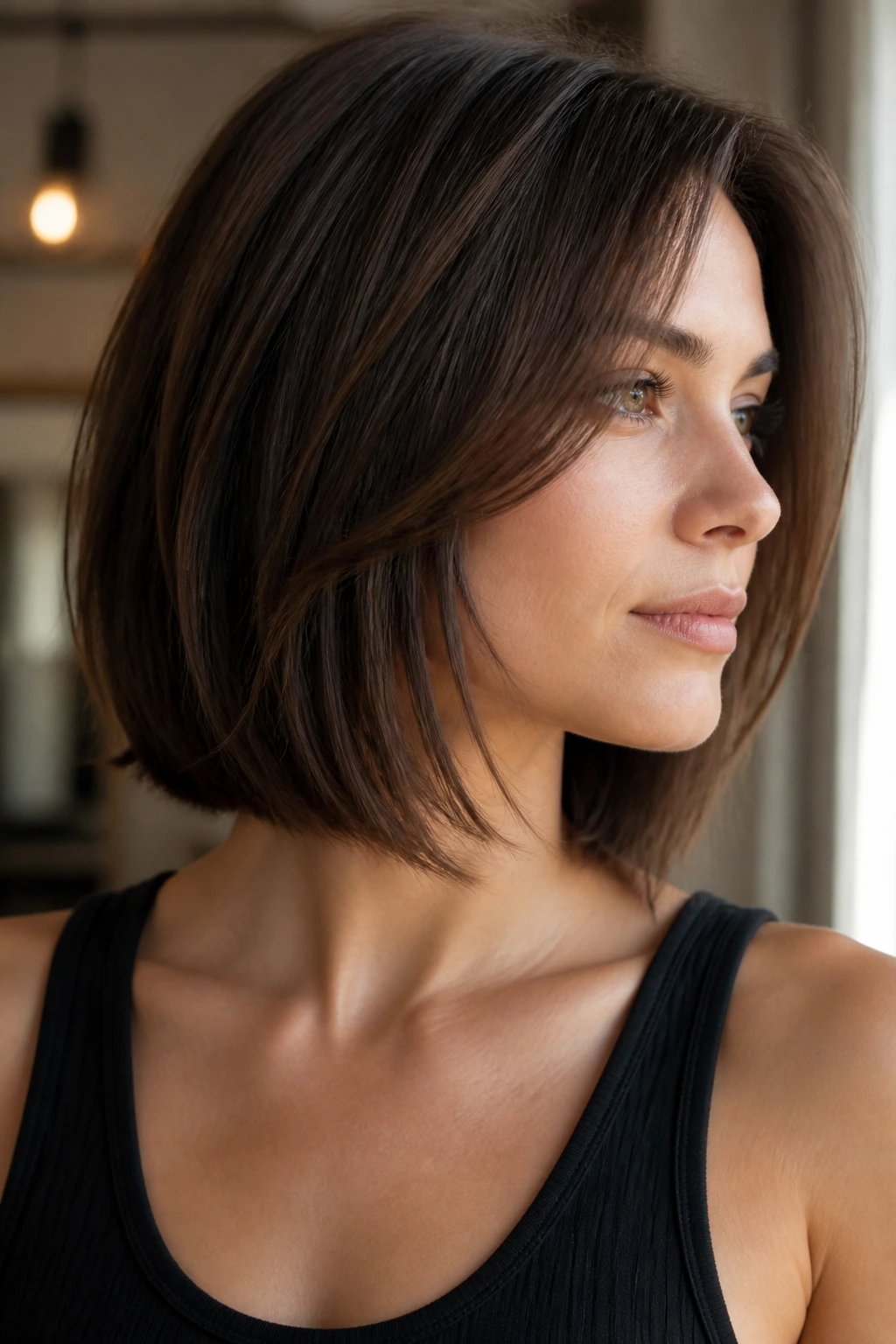 Close-up of a person with rounded lob and internal layers