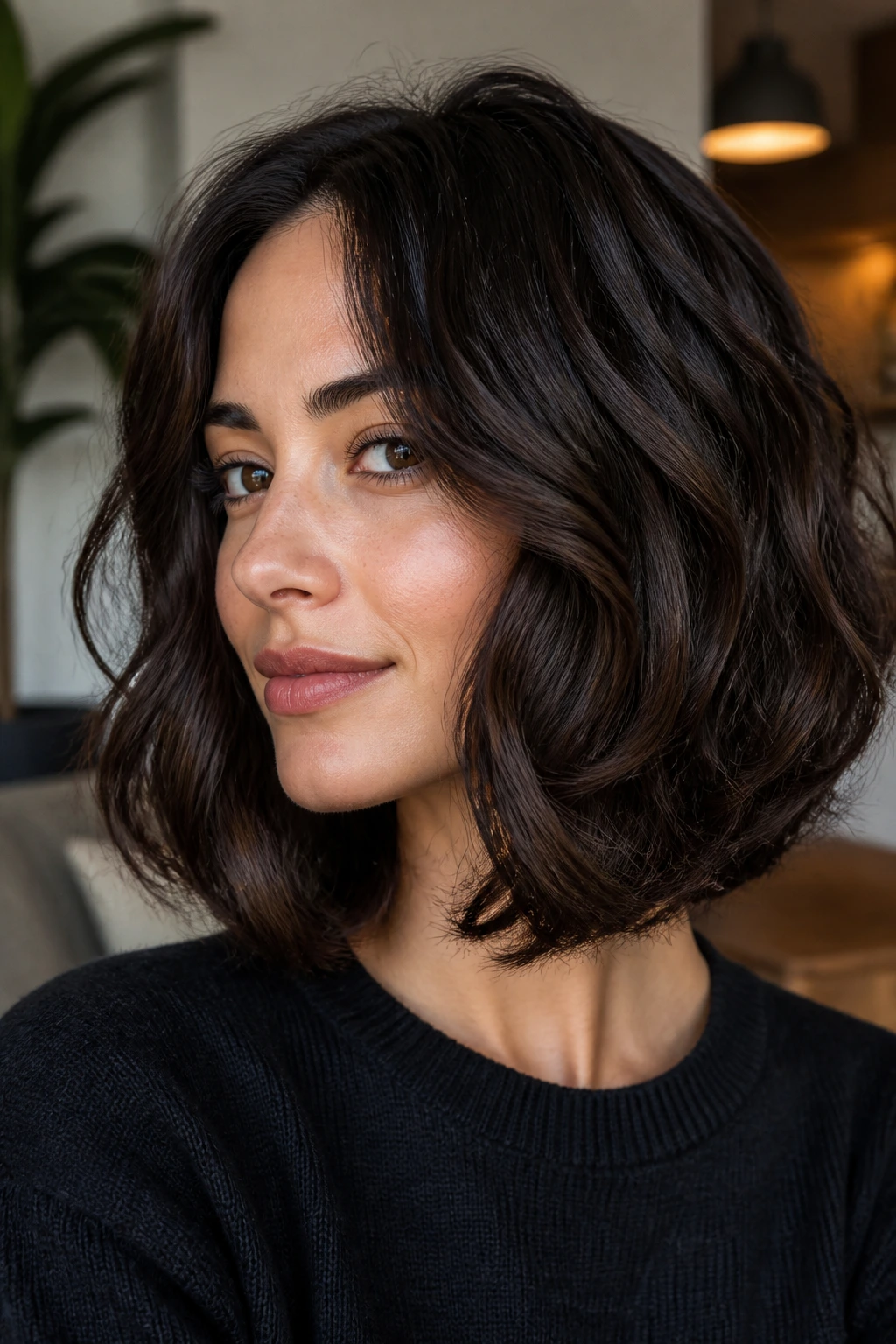 Portrait of a real person with a rounded lob and internal layers