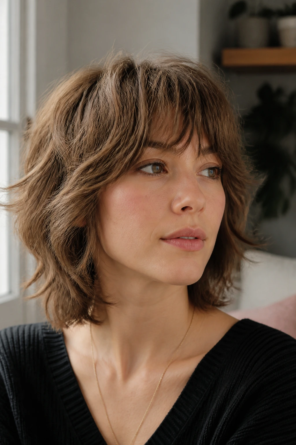 Real person with Rounded Shag and micro-layers portrait