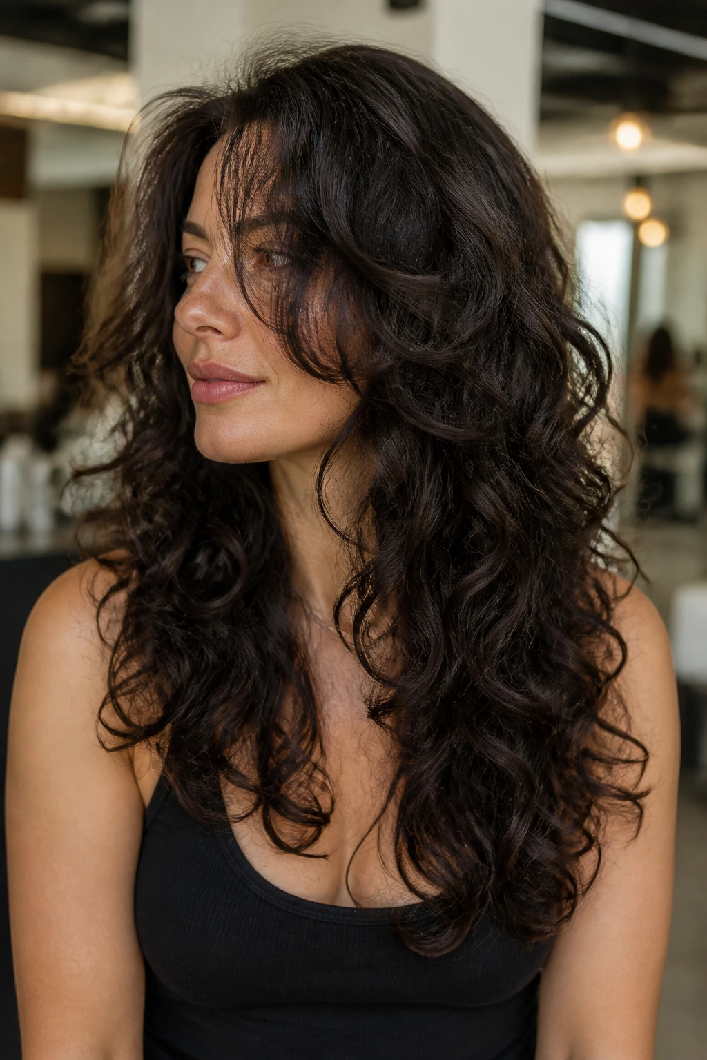Real woman with rounded U-cut and soft face frame