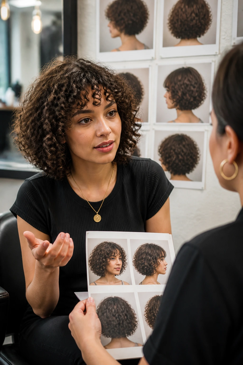 Real client in a salon chair discussing preparations with stylist