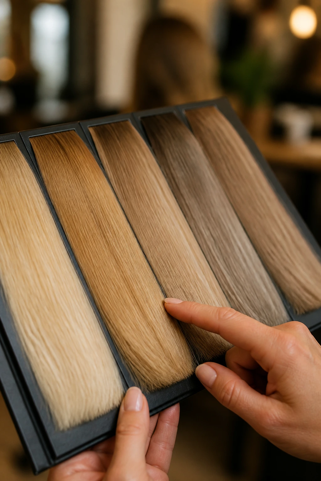 Swatches showing sandy blonde tones for base and skin undertones.