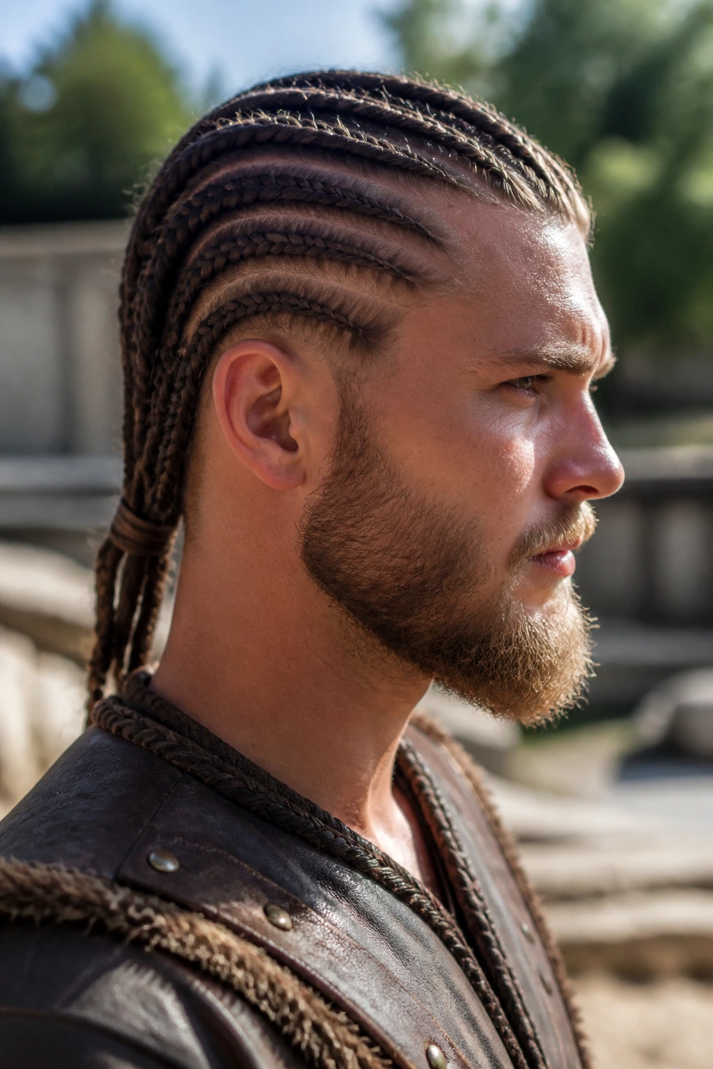 Side-profile of scalp-hugging braid rows on a real person