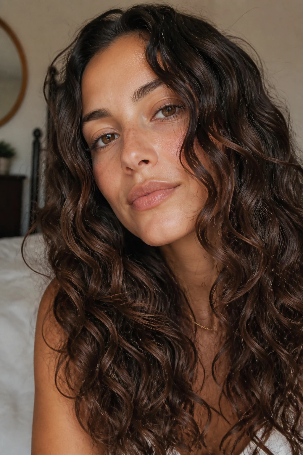Portrait of a person with soft scrunch-and-go waves