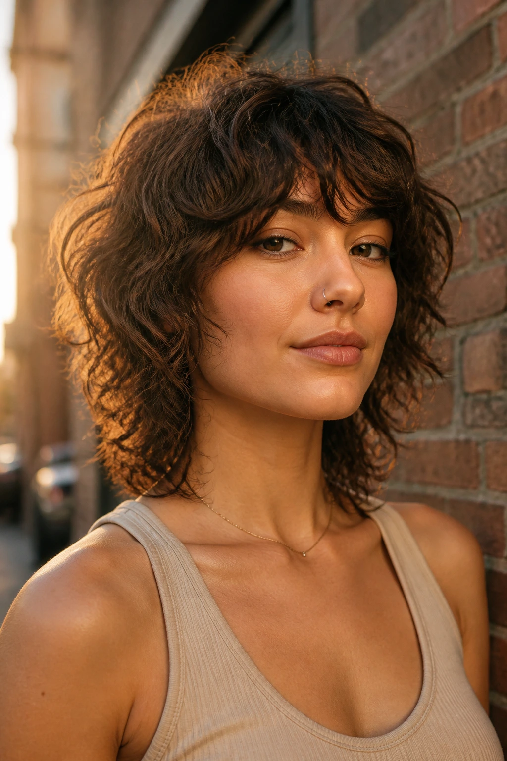 Portrait of a real person with Sculpted Edge Shag hairstyle