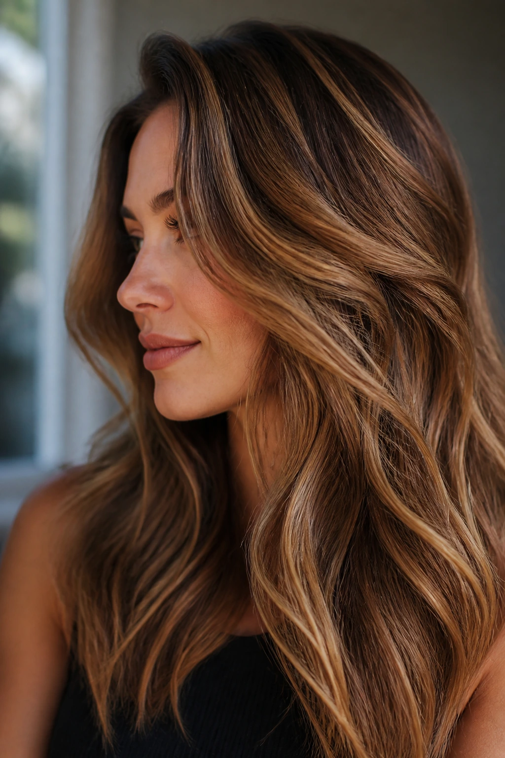 Portrait of a real person with bold highlights illustrating shade selection