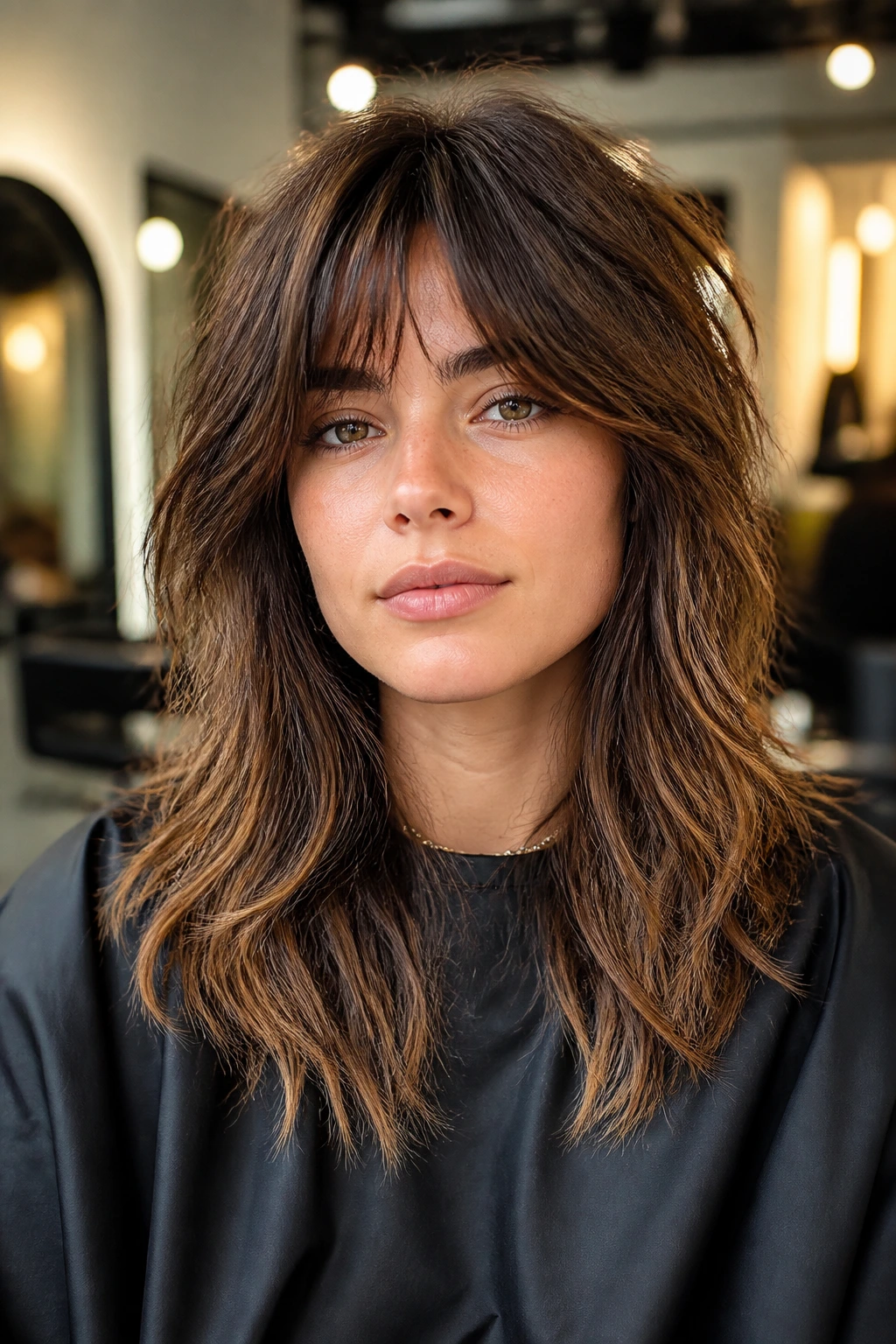 Close-up portrait of real person considering shag options before the first cut